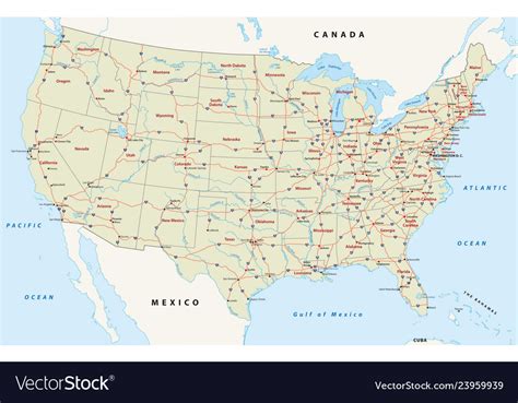 Us Interstate Highway Map Royalty Free Vector Image