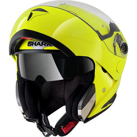 Shark Openline High Visibility Yellow Black Motorcycle Helmet Yky Hi