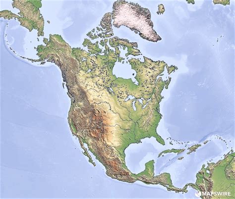 mapa de américa del norte 🥇 norteamérica político físico mudo