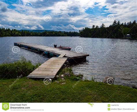 Wooden Dock On Shore Of River In Maine Stock Image Image Of Green