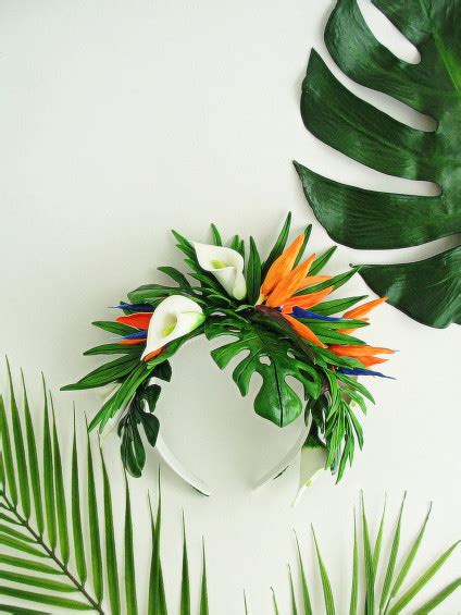 Lush Tropical Flower Crown Bird Of Paradise Tropical Leaves Wedding