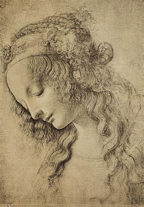 Study For The Head Of Magdalene Drawing By Leonardo Da Vinci Cabinet