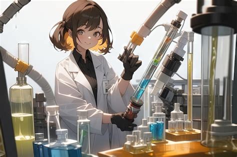 Premium Ai Image Lab Scientist Girl Manga Anime Style Illustration