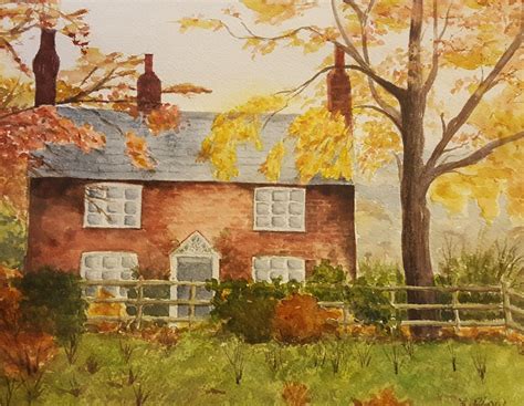 English Cottage Original Watercolor By Luann Ripp Painting