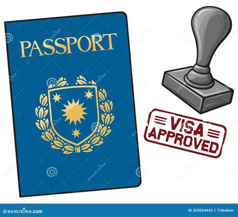 Passport And Seal With Stamp Vector Illustration Stock Vector