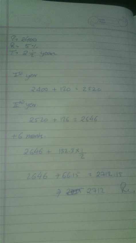 Find The Compound Interest Correct To The Nearest Rupee On Rs2400 For