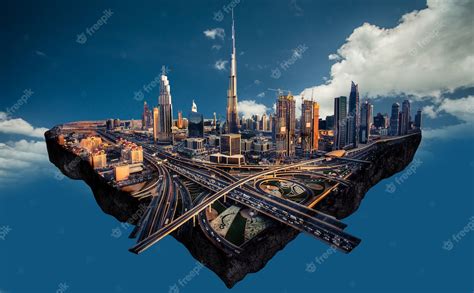 Premium Photo Photo Manipulation Of Dubai Skyline