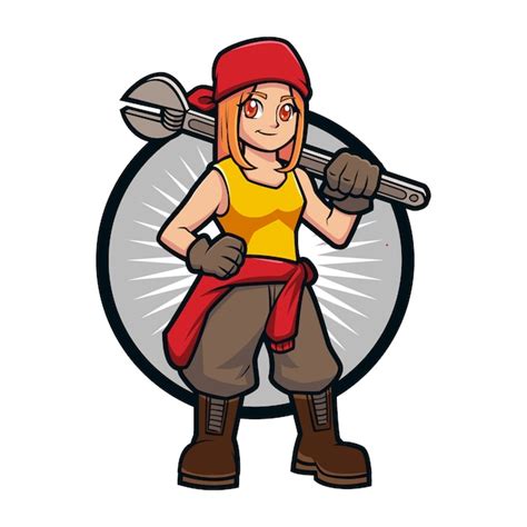Premium Vector Cartoon Builder Girl Mascot