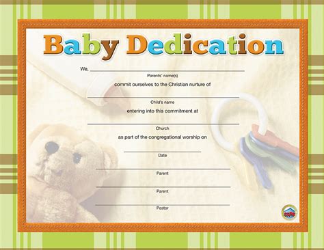 Baby Dedication Certificate Sunday School Publishing Board