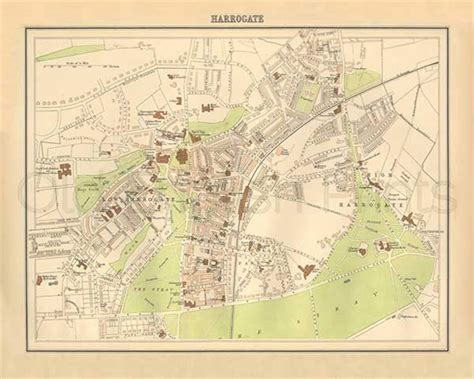 Harrogate 1895 Antique Map Of Harrogate Town And Spa Canvas Print
