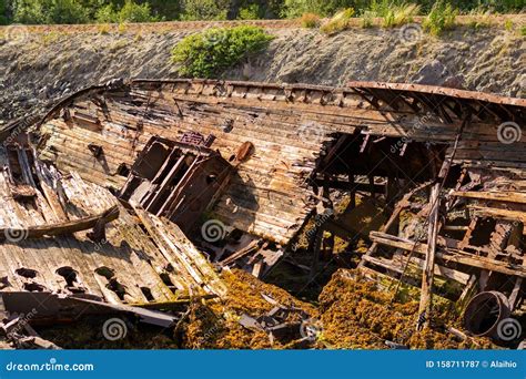 A Large Ruined Ship In Murmansk Region Stock Image Image Of Antique