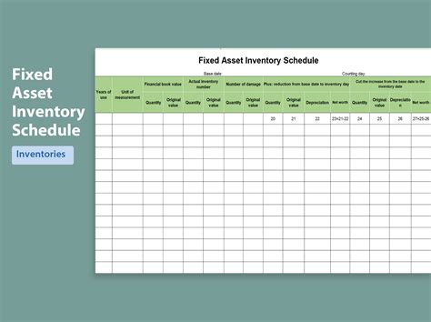 EXCEL Of Fixed Asset Inventory Schedule Xls WPS Free Templates