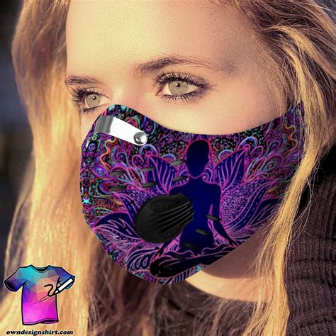 psychedelic lotus yoga carbon pm 2 5 face mask