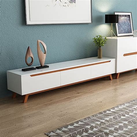 70 Nordic Minimalist Tv Stand White Lacquered 3 Drawer Media Console