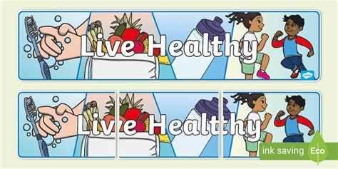 Live Healthy Display Banner Teacher Made Twinkl