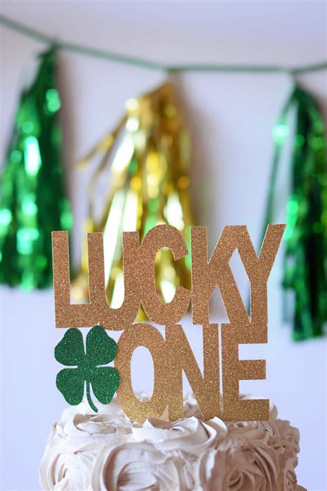 Glitter Lucky One Cake Topper 1st Birthday Smash Cake Topper Etsy