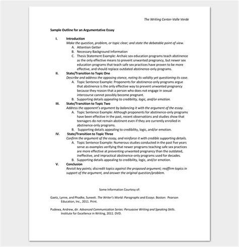 Argumentative Essay Outline Template Argumentative Essay Outline