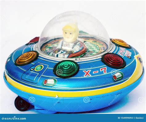 A Close Up Of Am Old Ufo Toy Stock Photo Image Of Cosmos Dark 154999094