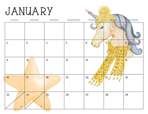 Free Printable Unicorn Calendar Crafting In The Rain