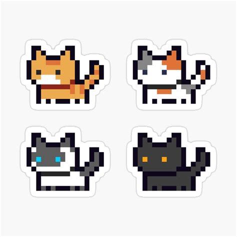 Cat Pixel Art Sticker By Modsama In 2021 Pixel Art Grid Pixel Art