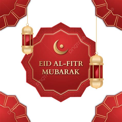 Ornamen Idul Fitri Elegan Dalam Gaya Merah Idul Fitri Anggun Elemen