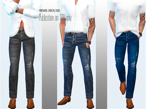 Mens Jeans With Brown Belt By Sims House From Tsr Sims 4 Downloads