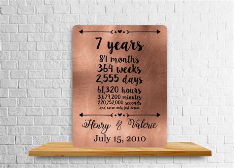 7th Anniversary T 7 Year Anniversary Copper Art Print Etsy