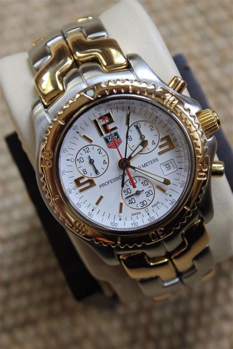 CT1151 18K Solid Gold And Stainless Tag Heuer Watch Chronograph Solid