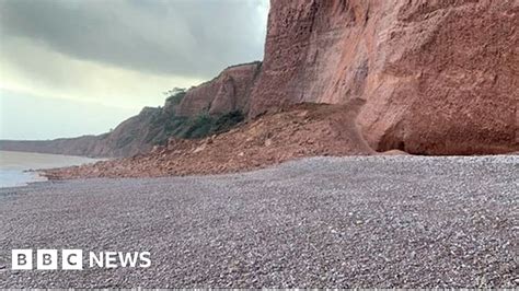 Warning After Large Rockfall On To Budleigh Salterton Beach Bbc News