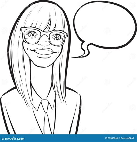 Whiteboard Drawing Cartoon Smiling Nerd Girl In Glasses With S Stock Vector Illustration Of