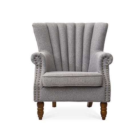 Grey Pleated Wingback Armchair Living And Home Velvet Wingback Chair