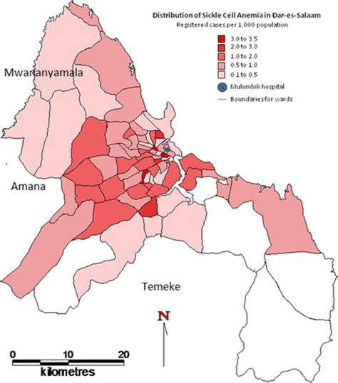a map of dar es salaam regions showing geographical distribution of scd download scientific