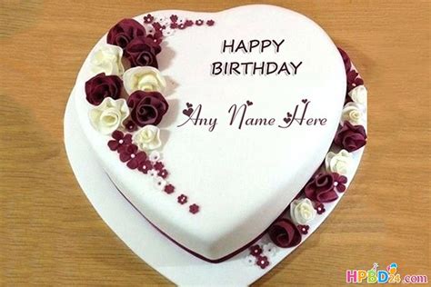 Friend birthday cake with name free download. Romantic Heart Shaped Birthday Cake With Name Edit