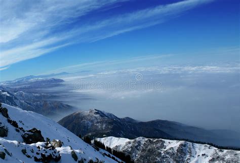 Mountains Covered Clouds And Snow Stock Image Image Of Outdoors