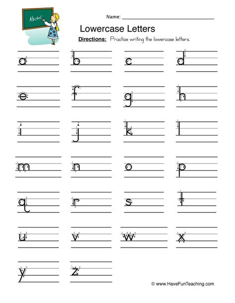 This worksheet is for little kids who start learning english and reading.the vocabulary is for beginners. Lowercase Letters Writing Worksheet • Have Fun Teaching