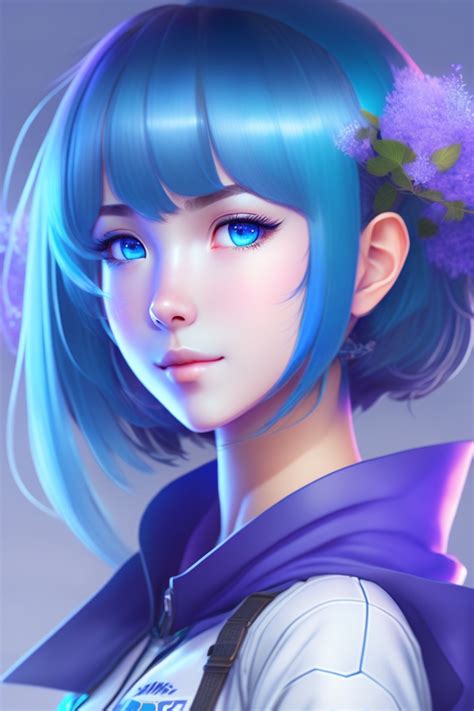 Lexica Anime Girl 4k Resolution Blue Hair And Bob Hair