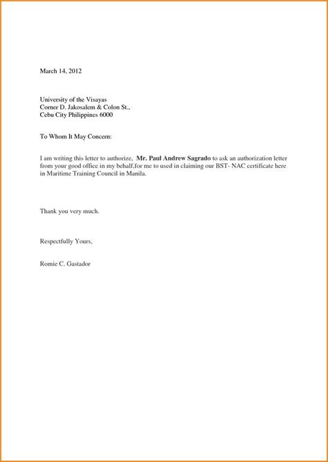 Register and subscribe now to work with legal documents online. Simple Authorization Letter Sample to Act on Behalf ...