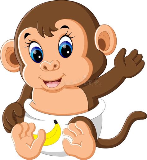 Cute Baby Monkey Cartoon Stock Vector Illustration Of Cheerful 70354820