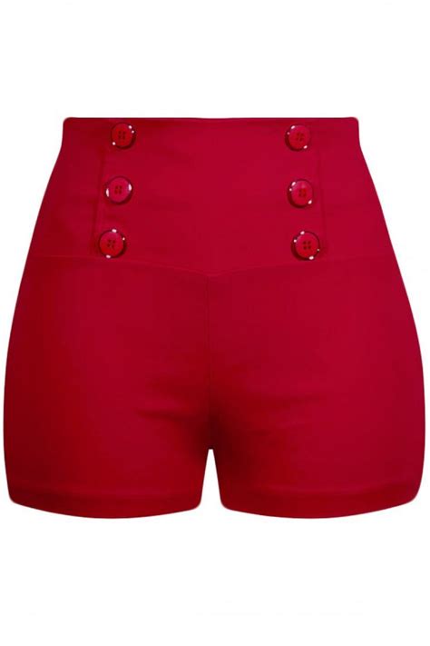 Womens High Waisted Retro Shorts Red Retro Shorts Red Shorts High