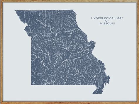 Missouri Hydrological Map Of Rivers And Lakes Missouri Rivers Etsy