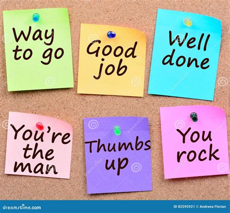 Way To Gogood Jobwell Done Words On Notes Stock Image Image Of
