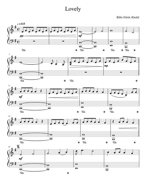 Billie Eilish Lovely Piano Solo Sheet Music For Piano Solo Easy