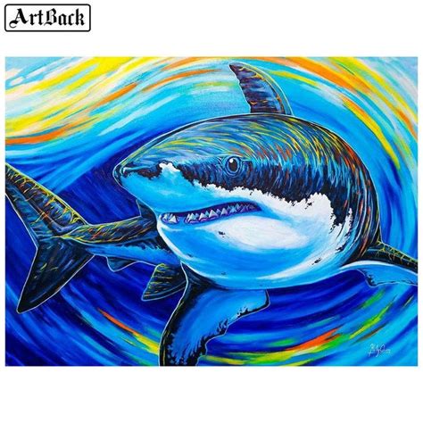 Shark Painting Abstract Painting Canvas Painting Diamond Drawing 5d