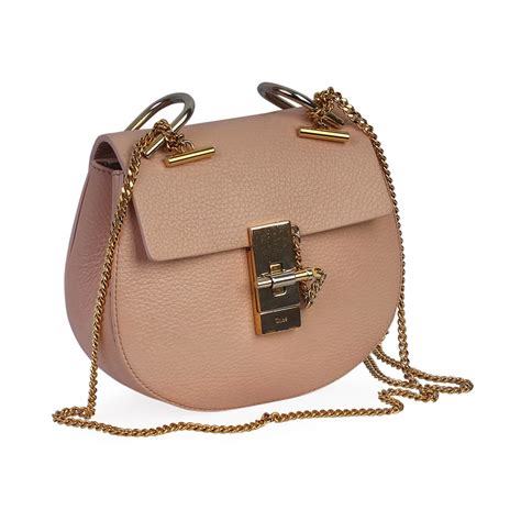Chloe Leather Mini Drew Shoulder Bag Pink Luxity