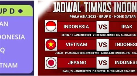 Jadwal Timnas Indonesia Kontra Vietnam Di Piala Asia 2023 Laga Krusial