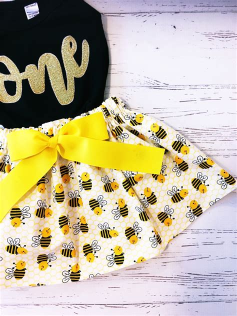 Bee Skirt Baby Girls Bumble Bee First Birthday Outfit Bee Birthday