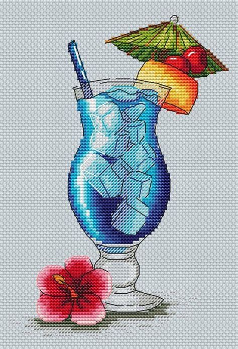 Weekly planner worksheet free printable. Tropical cocktail cross stitch pattern PDF Blue Lagoon ...