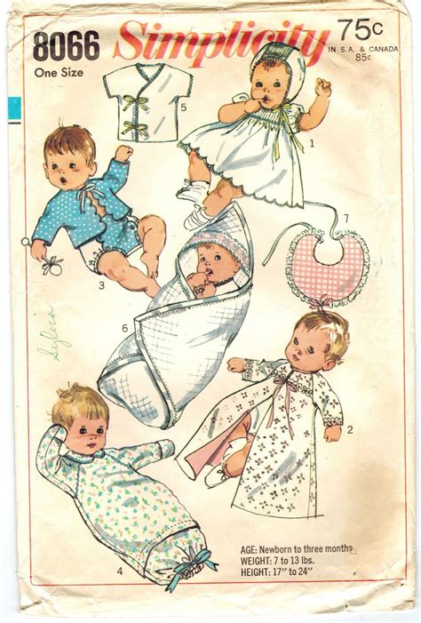Simplicity 8066 Vintage 60 Adorable Baby Infant Newborn Layette Sewing