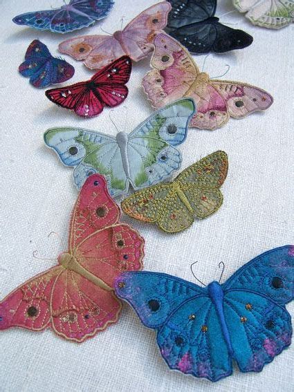 Embroidered And Hand Painted Textile Butterflies By Vikki Lafford