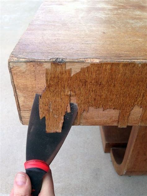 If the veneer is chipped but stable, i like to paint over it and highlight the damage by distressing it. DIY On Fixing Up Chipped Veneer | Diy furniture, Furniture ...